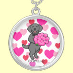 Personalized Black Labrador Smiling Valentine necklaces