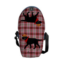 Personalized Black Labrador Walking Cartoon Courier Bag