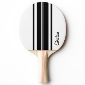 Personalized Black Modern Racing Stripes Ping Pong Paddle
