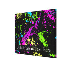 Personalized Black/Neon Splatter Stretched Canvas Print