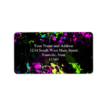 Personalized Black/Neon Splatter Labels