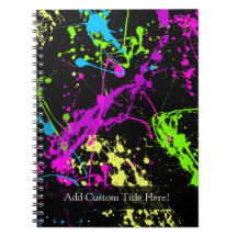 Personalized Black/Neon Splatter Note Book