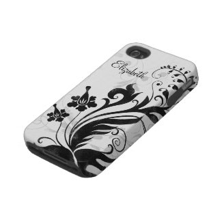 Personalized Black White Floral iPhone 4 Case casematecase