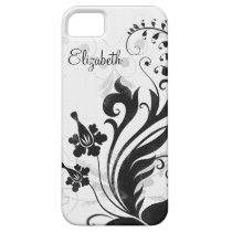 Personalized Black White Floral iPhone 5 Case
