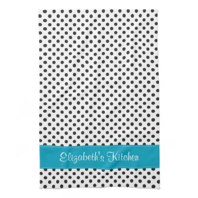 Personalized Black White Polka Dot Blue Towel Mojo_kitchentowel Personalized Black White Polka Dot Blue Towel Mojo_kitchentowel