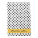 Personalized Black White Polka Dot Yellow Kitchen Towel