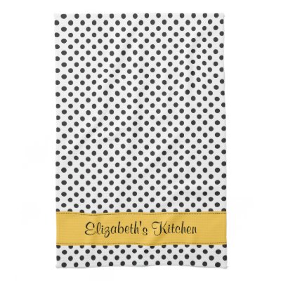 Personalized Black White Polka Dot Yellow Kitchen Towel Mojo_kitchentowel Personalized Black White Polka Dot Yellow Kitchen Towel Mojo_kitchentowel