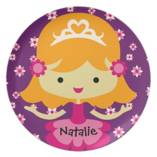 Personalized Blond Princess Plate