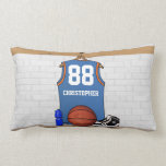 Personalized blue and orange basketball jersey pillows