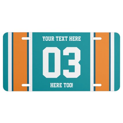 Personalized Blue and Orange Sports Stripes License Plate