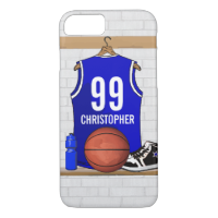 Personalized Blue and White Basketball Jersey iPhone 7 Case