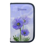 Personalized Blue Anemone floral Folio Planner