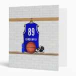 Personalized Blue Basketball Jersey 3 Ring Binder
