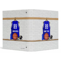 Personalized Blue Basketball Jersey 3 Ring Binder