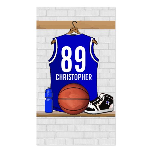 Personalized Blue Basketball Jersey Business Card Template (back side)