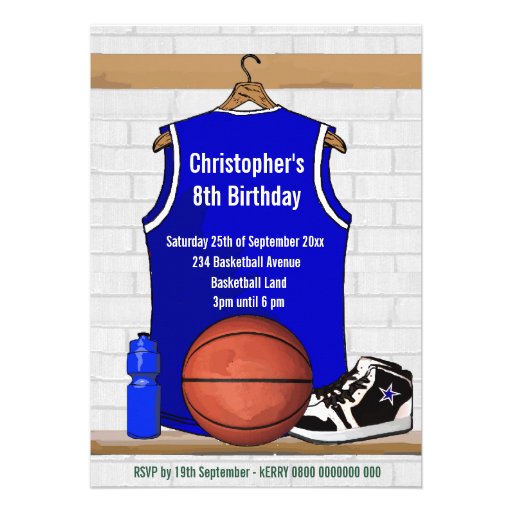 Personalized Blue Basketball Jersey Personalized Invitation