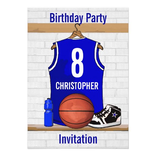 Personalized Blue Basketball Jersey Personalized Invitation