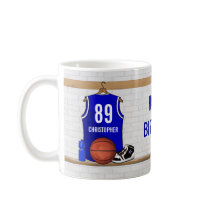 Personalized Blue Basketball Jersey Coffee Mugs
