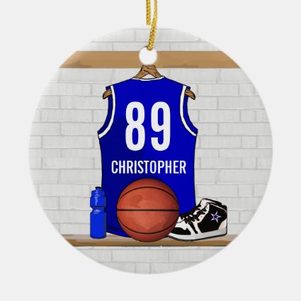 Personalized Blue Basketball Jersey Ornament