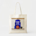 Personalized Blue Basketball Jersey Tote Bag