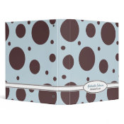 Personalized Blue &amp; Brown Polka Dot Binder