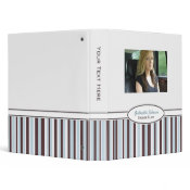 Personalized Blue &amp; Brown Striped Binder