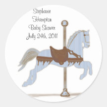 Personalized Blue Carousel Horse Sticker