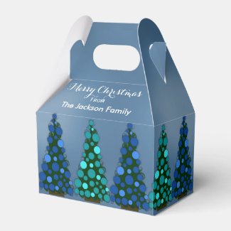 Personalized Blue Christmas Tree Favor Box