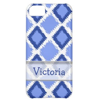 Personalized Blue Diamond Ikat Pattern Case For iPhone 5C
