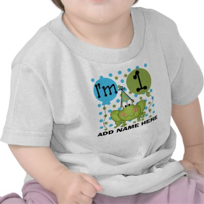 Personalized Blue Frog 1st Birthday Tshirt