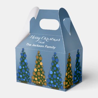 Personalized Blue & Gold Christmas Tree Favor Box