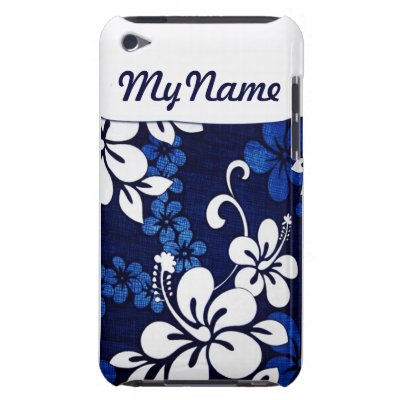 Personalized Blue Hawaii Flowers iPod Touch Case-Mate Case