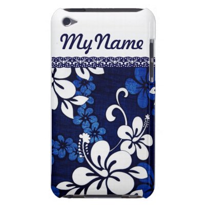 Personalized Blue Hawaii Flowers Barely There iPod Covers