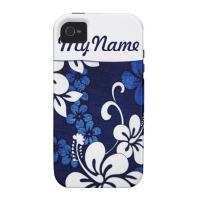 Personalized Blue Hawaii Flowers iPhone 4 Covers