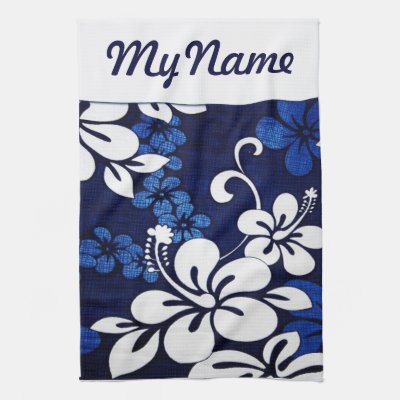 Personalized Blue Hawaii Flowers Towels
