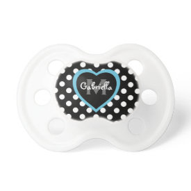 Personalized: Blue Heart Polka-dot Pacifier
