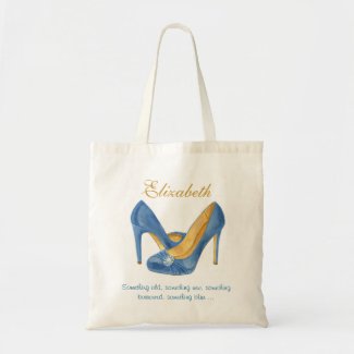 Personalized Blue Heels Bridesmaid Tote bag