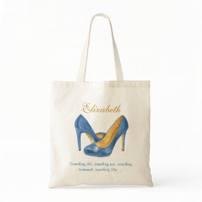 Personalized Blue Heels Bridesmaid Tote Canvas Bag