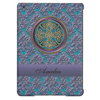 Personalized Blue Purple Celtic Knot Damask Case