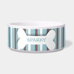 Personalized blue stripes dog bone pet food bowl dog water bowls