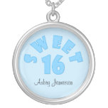 Personalized Blue Sweet 16 Necklace