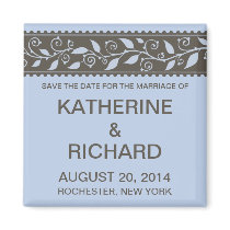 Personalized Blue Vine Save the Date Magnet