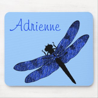 Personalized Blue Winged Dragonfly Mouse Pad