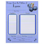 Personalized Blueberry design recipe page Letterhead