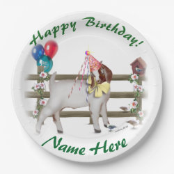 Personalized Boer Goat Birthday Party Plates 9 Inch Paper Plate