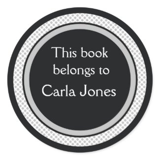 Personalized Bookplates:Black And Gray Polka Dots sticker