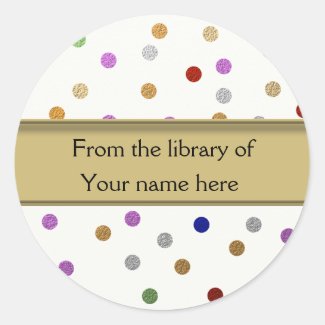Personalized Bookplates - Colorful Dots Classic Round Sticker