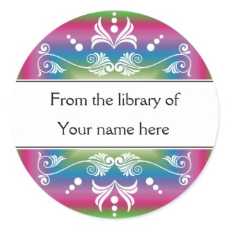 Personalized Bookplates - Colorful Flourishes sticker