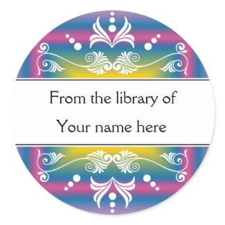 Personalized Bookplates - Colorful Flourishes sticker