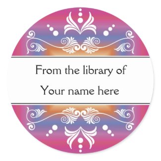 Personalized Bookplates - Colorful Flourishes sticker